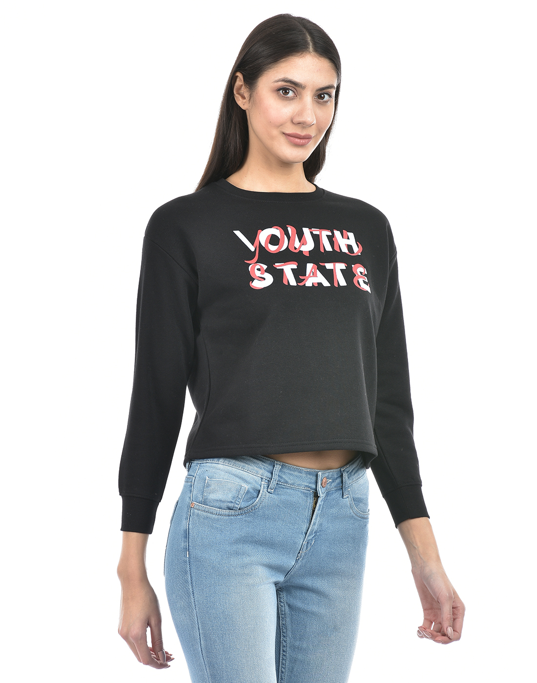 Numero Uno Women Typography Black Sweat Shirt